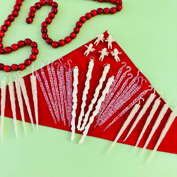 Vintage Christmas Icicle Ornament Lot 30+ pieces MCM Icicle Ornaments Xmas Decor - Picture 2 of 8